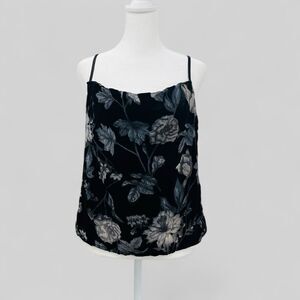 Anthropologie Sage the Label Sleeveless Cami in Black Velvet Floral Print M NWT
